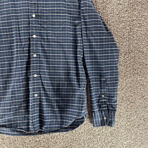 J Crew Shirt Mens Large Blue Plaid Flex Oxford Chambray Button Up Preppy Adult - Picture 4 of 11